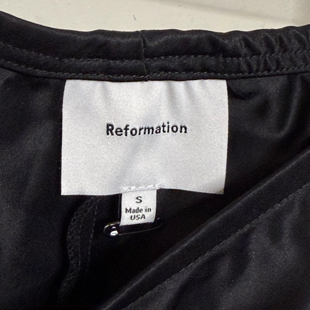 Reformation Black Vida Satin low rise Pants - Picture 5 of 9